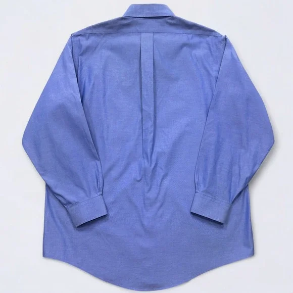 Brooks Brothers Shirt Men's 16 Solid Blue Button Down Long Sleeve Woven Non Iron - Picture 7 of 11